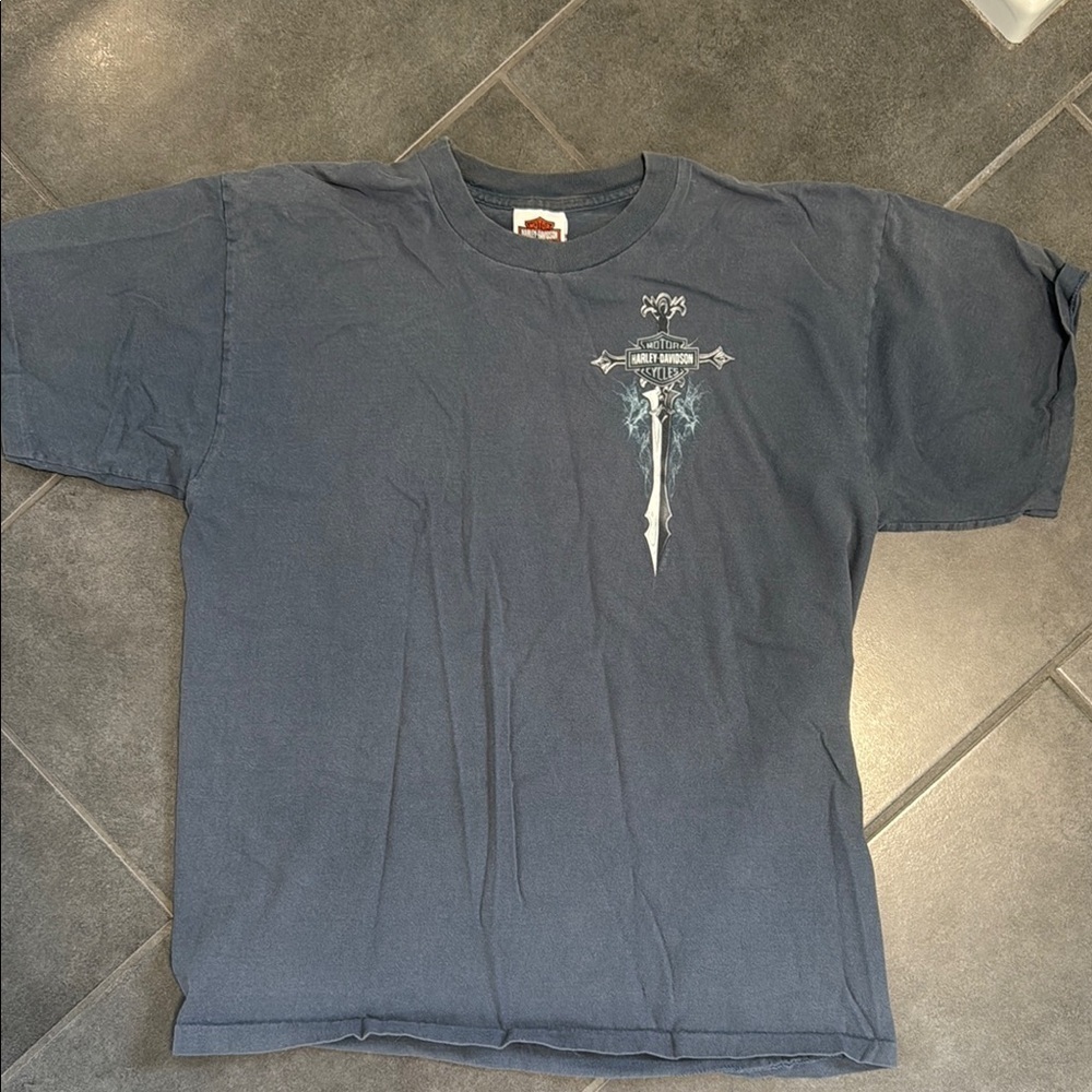2007 Harley-Davidson Vintage Blue Short Sleeve Tee Large single stitch